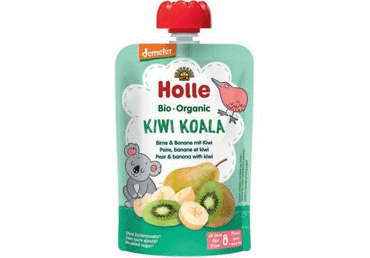 Eko  kriaušių,bananų,kivių tyrelė HOLLE KIWI KOALA, 8+ mėn., 100g