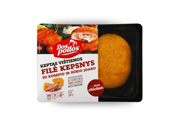 Keptas vištienos filė kepsnys DOS POLLOS su kumpio,sūrio įd., 240 g Keptas vištienos filė kepsnys DOS POLLOS su kumpio,sūrio įd., 240 g