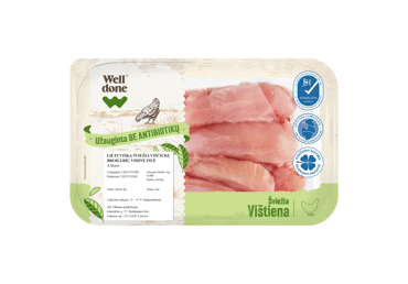 Šv. višč. broiler. vidinė filė WELL DONE, užaug. be antib., 400 g