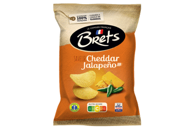 Bulvių traškučiai BRETS, čederio, Chalapos papr. sk., 125 g