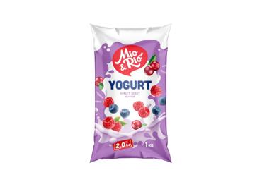 Jogurtas MIO & RIO su braškėmis ir žemuogėmis, 2 % rieb., 1 kg