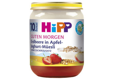 Obuolių, braškių ir jogurto tyrelė su  grūdais, 160 ml