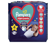 Sauskelnės-kelnaitės PAMPERS Night Pants, Value Pack, 4 dydis, 25 vnt.