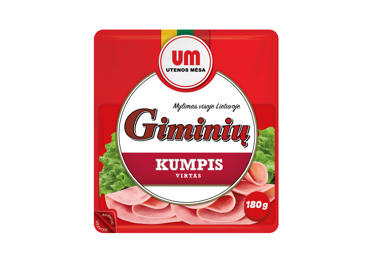 Virtas pjaustytas GIMINIŲ kiaulienos kumpis, I r., 180 g
