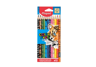 Spalvoti pieštukai ColorPeps Animal, 12 spalvų