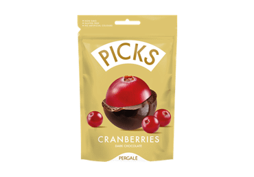 Spanguolės PICKS su juoduoju šokoladu, 90 g