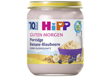 Avižinių dribsnių košelė su bananais ir  mėlynėmis, 160 ml