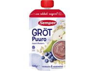 Paruošta vartoti košė SEMPER su mėlynėmis ir obuoliais, nuo 6 mėn., 120 g