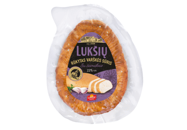 LUKŠIŲ rūkytas varškės sūris su česnakais, 22 % rieb. s. m., 230 g