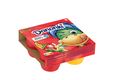 Varškė DANONINO, braškių, vanilės, bananų skon., 2,5 % rieb., 360 g
