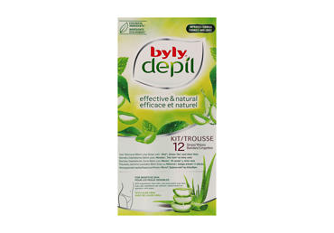 Bikinio zonos depiliac. juostelės BYLY DEPIL MINT&GREEN TEA, 12 vnt
