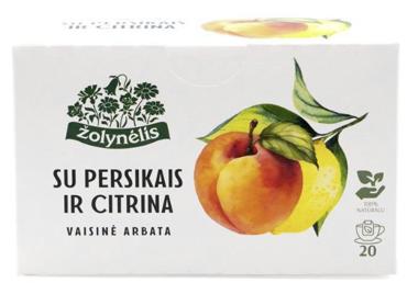 Vaisinė arbata ŽOLYNĖLIS su persikais ir citrinomis, 20 vnt