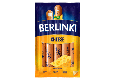 Virtos vištienos dešrelės su sūriu BERLINKI, II r., 250 g
