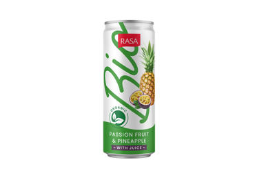 Ekologiškas pasiflorų ir ananasų skonio gėrimas su sultimis RASA BIO, 330 ml