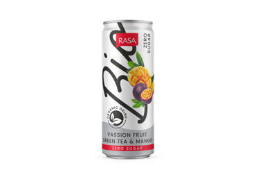 Ekologiškas gėrimas RASA BIO ZERO, pasiflorų, žaliosios arbatos ir mangų skonio, su saldikliais, 330 ml