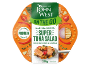 Aštrios tuno salotos JOHN WEST su kuskusu ir lęšiais, 220 g