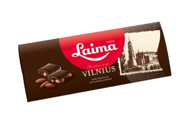 Kartusis šokoladas LAIMA VILNIUS su migdolais, 190 g