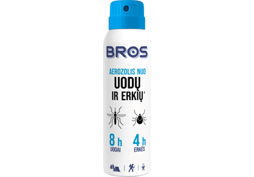 BROS Aerozolis nuo uodų ir erkių, 90 ml
