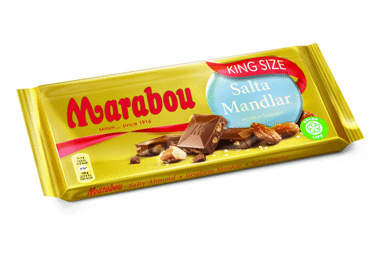 Pieninis šokoladas MARABOU su sūriais migdolais, 220 g Pieninis šokoladas MARABOU su sūriais migdolais, 220 g