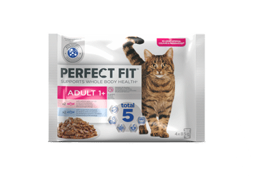 Konserv. kačių ėdalas PERFECT FIT su žuvimi ir daržovėmis, 340 g