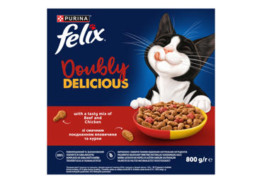 Sausas kačių pašaras FELIX Doubly Delicious su jautiena ir vištiena, 800 g