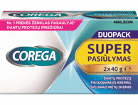 Dantų protezų tvirtinimo kremas COREGA Extra Strong, 2 x 40 ml