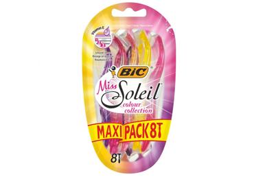 Vienkartiniai moteriški skustuvai BIC Miss Soleil Color Collection, 3 ašmenų, 8 vnt.