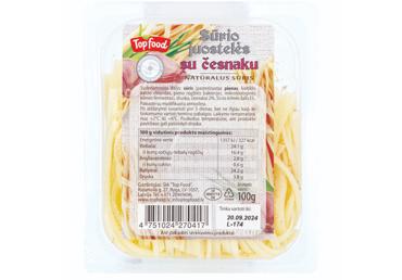 Sūrio juostelės su česnakais, 28 % rieb. s. m., 100 g