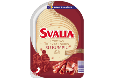 Rūkytas lydytas sūris SVALIA su kumpiu, 45% rieb. (raikytas), 150 g