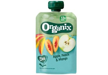 Ekologiška persikų, obuolių ir mangų tyrelė ORGANIX, nuo 12 mėn., 100 g