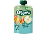 Ekologiška persikų, obuolių ir mangų tyrelė ORGANIX, nuo 12 mėn., 100 g