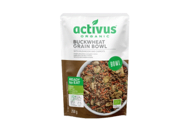 Ekologiškas grikių patiekalas su pievagrybiais ir morkomis ACTIVUS, 250 g