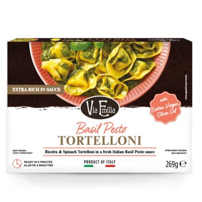Šaldyti torteliniai VIA EMILIA su rikota, špinatais, pesto padažu, 269 g - 1