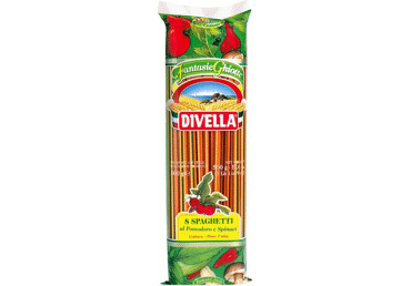 Spagečiai DIVELLA su pomidorais ir špinatais, 500 g
