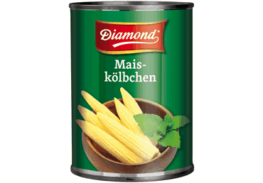 Konservuotos jaunų kukurūzų burbuolės DIAMOND sūryme, 425 g