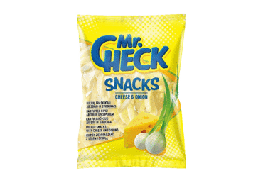 Bulvių traškučiai MR. CHECK su sūriu ir svogūnais, 50 g