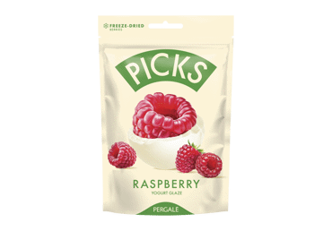 Liofilizuotos avietės su jogurtiniu glaistu PICKS, 90 g