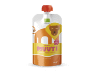 Ekologiška bananų, persikų, mangų tyrė su ryžių baltymais MUUTI 6 mėn., 110 g