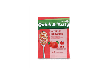 Avižų košė QUCK&TASTY su braškėmis, 40 g Avižų košė QUCK&TASTY su braškėmis, 40 g