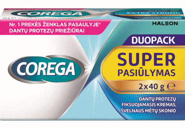 Dantų protezų kremas COREGA Extra Strong, 2 x 40 ml