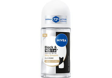 NIVEA BLACK&WHITE SILKY SMOOTH rutulinis antiperspirantas moterims, 50 ml