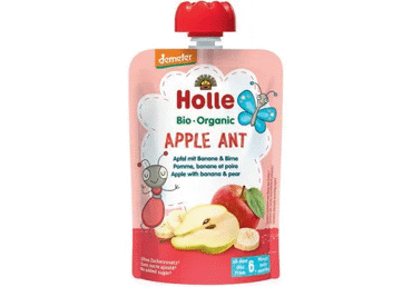 Ekologiška obuolių, bananų, kriaušių tyrelė HOLLE Apple ant 6+ mėn., 100 g