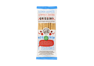 BIRŽŲ DUONOS lazdelės su paprikomis ir žolelėmis GRISSINI, 125 g