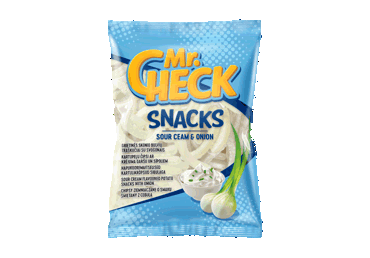 Bulvių traškučiai MR. CHECK su grietinėle ir svogūnais, 50 g