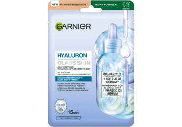 Lakštinė veido kaukė Garnier Hyaluron Glass Skin, 27 g