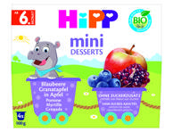 Ekologiškas desertas su mėlynėm, granatais ir obuoliais HiPP
