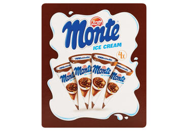 Valgomieji ledai ZOTT MONTE vafl. rageliuose, 4 vnt., 308 g