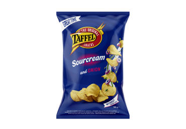 Bulvių traškučiai TAFFEL, grietinės ir svogūnų skonio, 180 g - 1