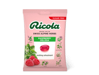 Pastilės RICOLA RASPBERRY MELISSA, aviečių ir melisų skonio, 68 g
