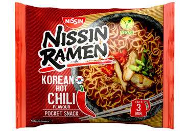 Greitai paruoš. makaronai NISSIN RAMEN HOT CHILI, 65 g